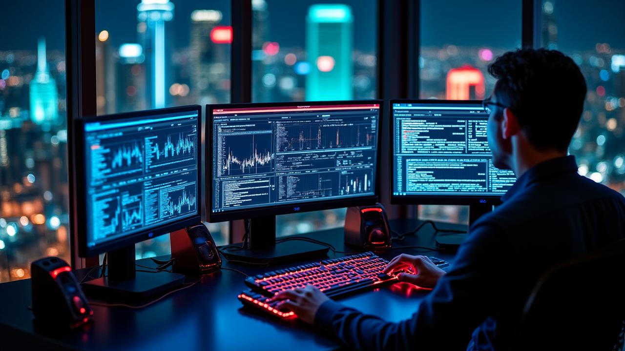 Concept of technology integration and data streams in Bangkok business district